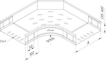 CT60-B90-200-PG Kabelbaan bocht